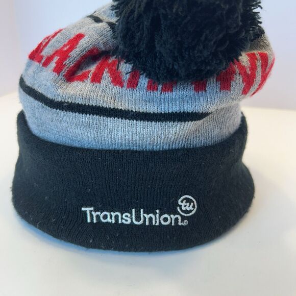 Chicago Blackhawks Kick 10 Knit Hat NHL TransUnion Pom Beanie Stocking Cap SKI - Picture 3 of 5